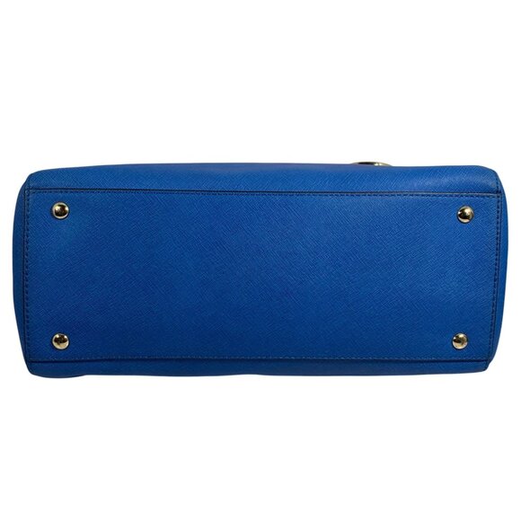 MICHAEL KORS Large Blue Boston Bowlers Satchel Shoulder Bag w/ Bag Charm EUC - Picture 6 of 14